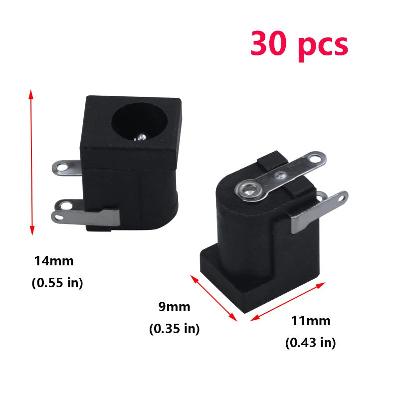 Antrader 30pcs 5.5mm x 2.1mm 3 Pin PCB Mounting Female DC Power Jack Socket Connector - Image 2